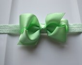 15% off Mint Green Bow Headband, for Newborn to Toddler. Newborn Photo prop, First birthday headband. Easter Headband.