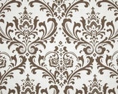 DAMASK Wedding AISLE RUNNER, Italian Brown on White Slub Traditions Fabric, Custom Lengths  Available