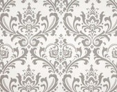 DAMASK Wedding AISLE RUNNER, Storm Gray on White Tranditions Fabric, Custom Lengths  Available