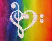 Melted Crayon Art- "Harmony" treble and bass clef heart