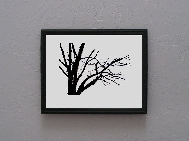 Love Birds Tree Branch Hand Cut silhouette papercut art