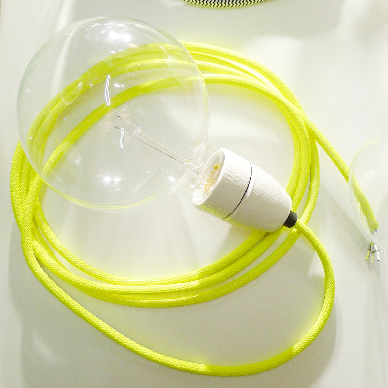 Lamp, Pendant, Floor Lamp with long neon textile cable (3m)