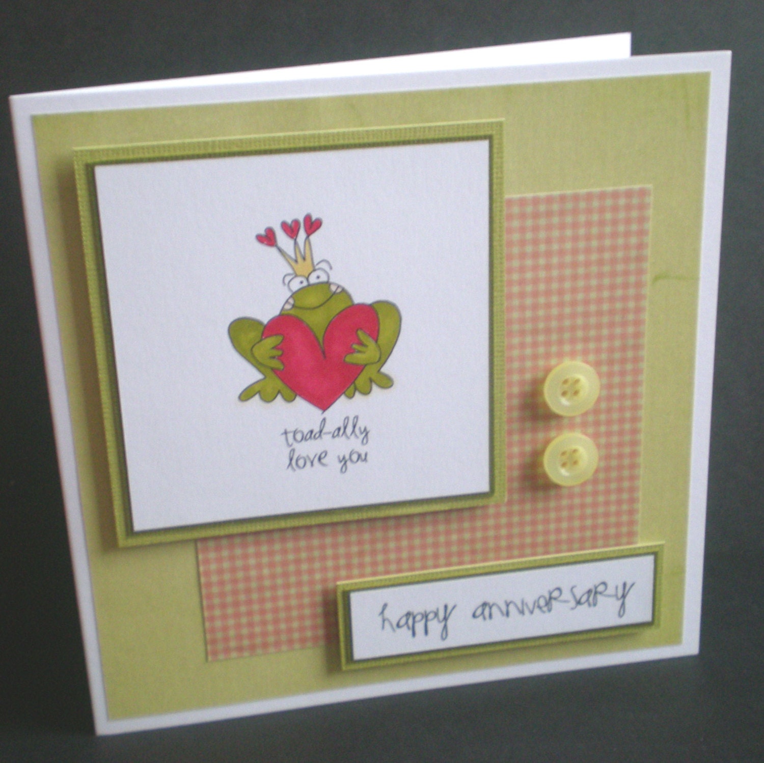 funny anniversary card, handmade, blank, red, green, modern, card for him, card for her