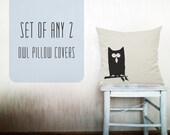 Owl pillow decorative throw pillow cover set of 2 cotton toss pillow case hand painted cushion bedding set 18x18 inches ohtteam