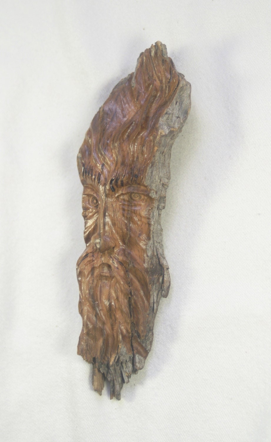 Woodworking Hand Carved Wood Spirit OOAK by TJ Kleens on Etsy Wizard Elf Djinn Genie Fantasy Carving Oak Handcrafted Unique Gift