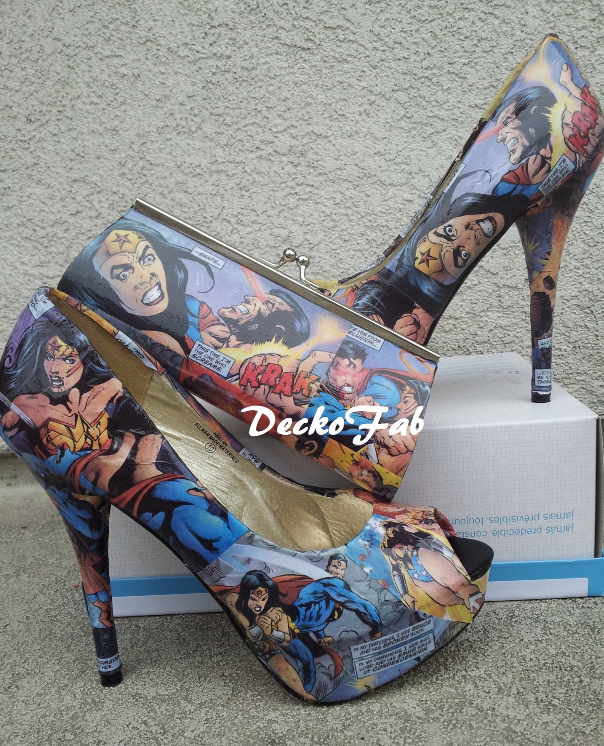 Superman Vs Wonderwoman High Heel Peep Toes