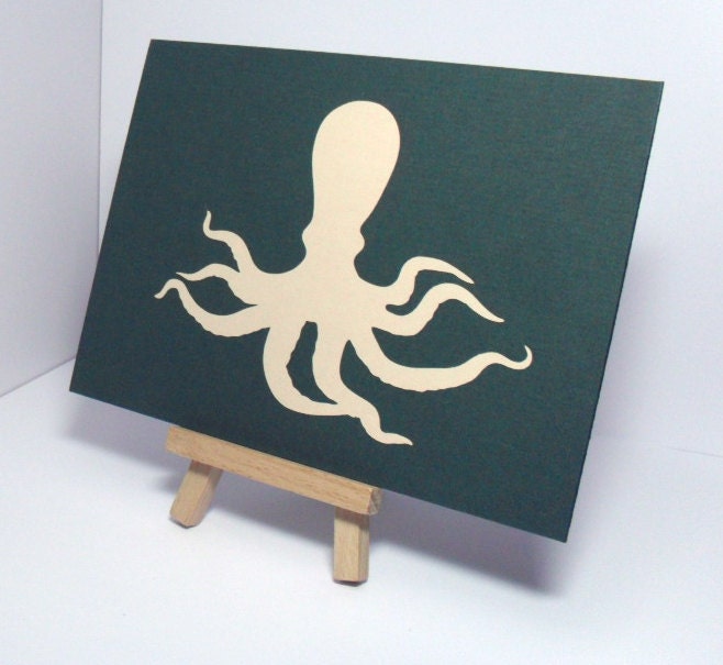 Octopus Silhouette Matted 5 x 7