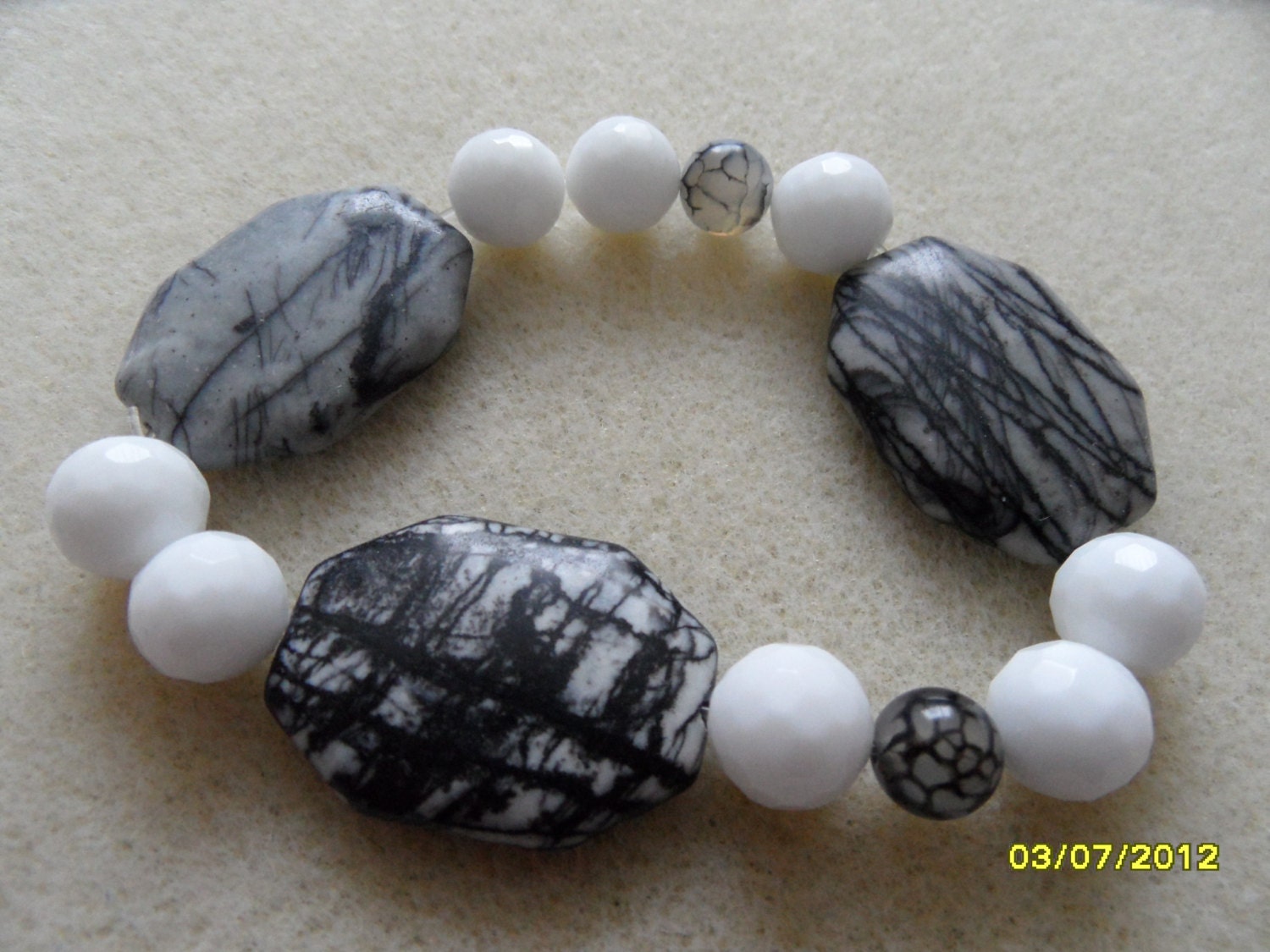 handmade zebra jasper bracelet fashion accessory jewellery agate & jade beads  women and girls gemstone bracelet