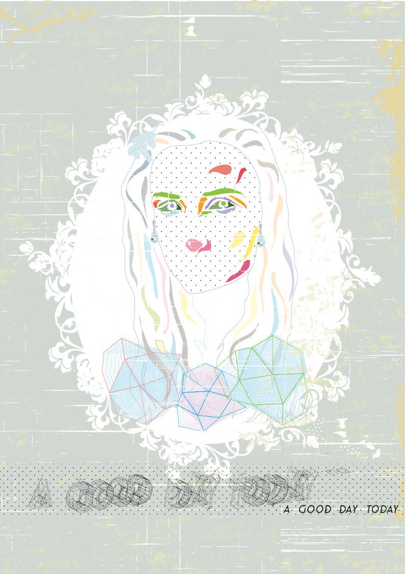 digital download custom portrait illustration poster spring feel vintage fresh