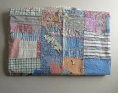 Vintage 1930's Handmade Patchwork Feedsack Crazy Quilt - Handsewn 30's Patchwok Quilt