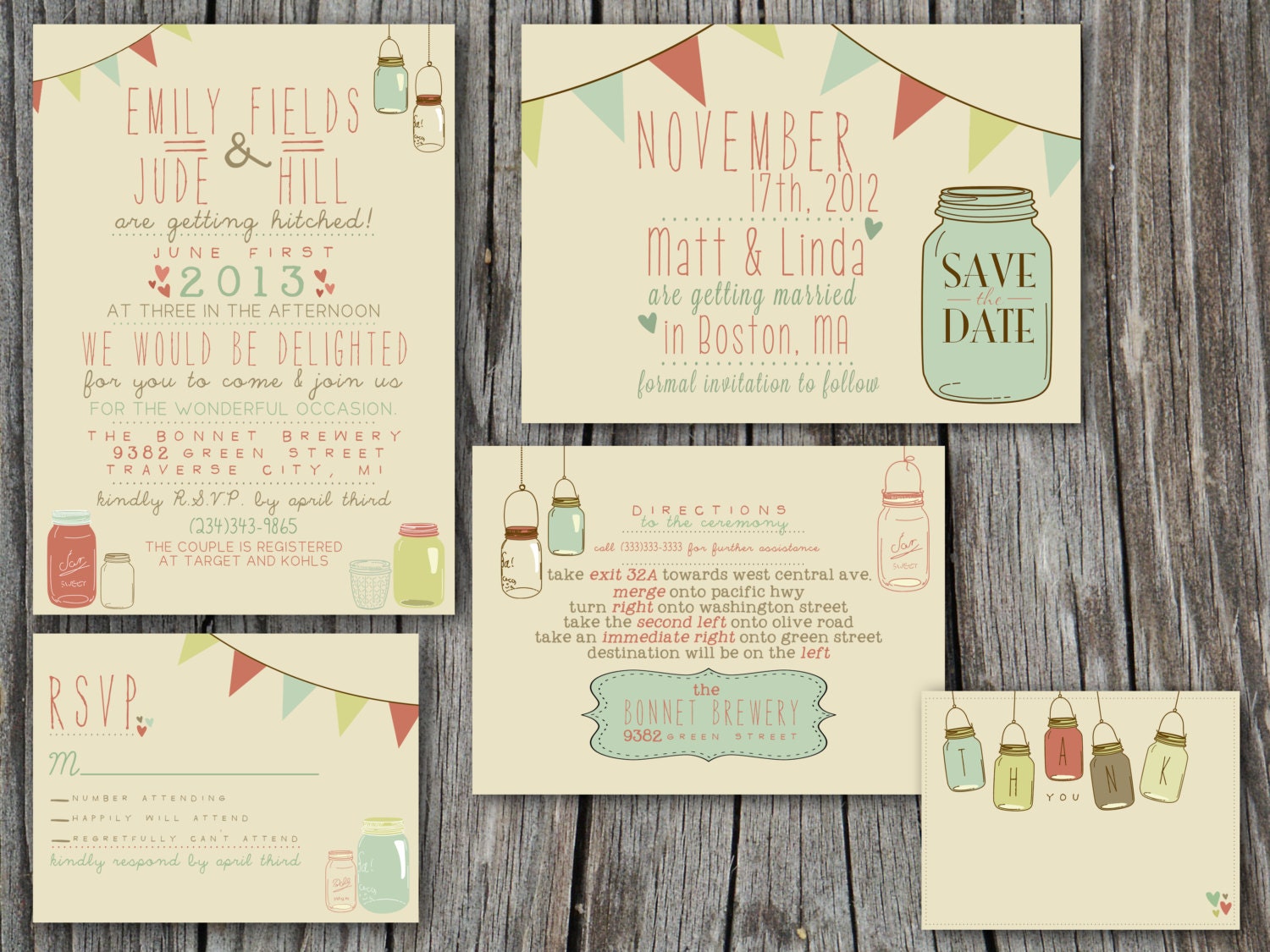 Wedding Invitation Suite Set - Printable, Custom, DIY - VINTAGE, RUSTIC