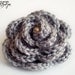 Crochet flower brooch silver gray rose scarf shawl pin