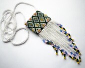 Spring Flowers- Vintage Bead Woven- Amulet Bag- Tapestry Bag- Necklace- Gift for Her - CassieVision Spring Flowers- Vintage Bead Woven- Amulet Bag- Tapestry Bag- Necklace- Gift for Her - CassieVision