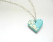 Mint heart pendant- Polymer clay jewelry- Elegant everyday jewelry