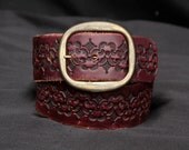 Vintage 60s 70s Maroon Leather Belt