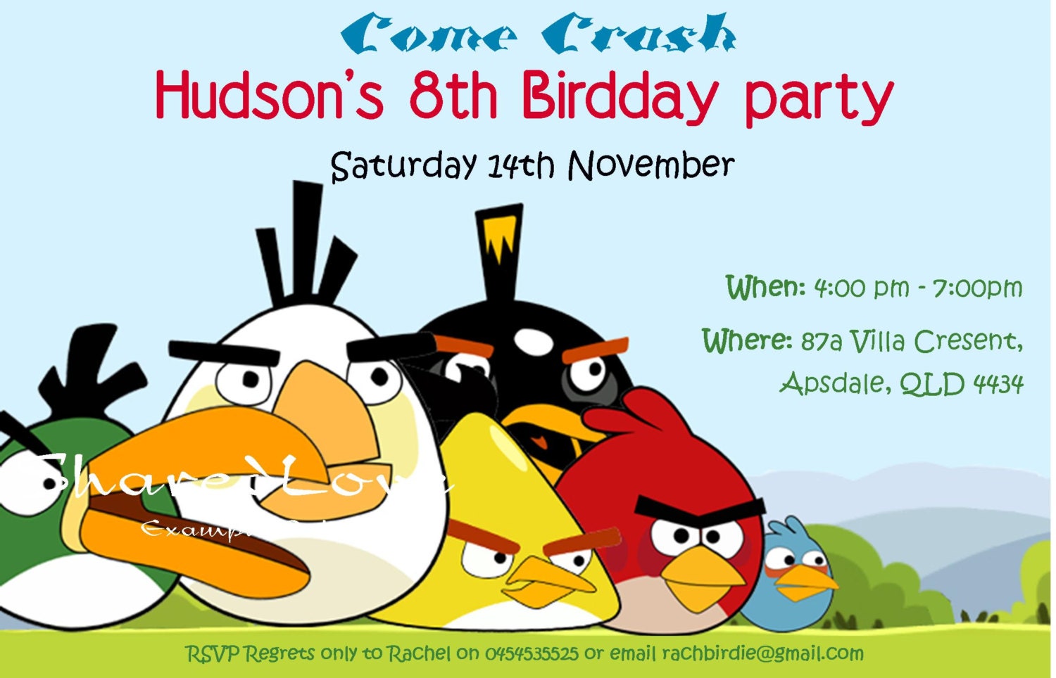 Angry Bird Children's Birthday Party Invitation