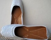White Sequin Bridal Shoes - Wedding Flats/Handmade Ballet Flat Shoes/Indian Designer Women Shoes or Slippers - Maharaja Style Women Jooties