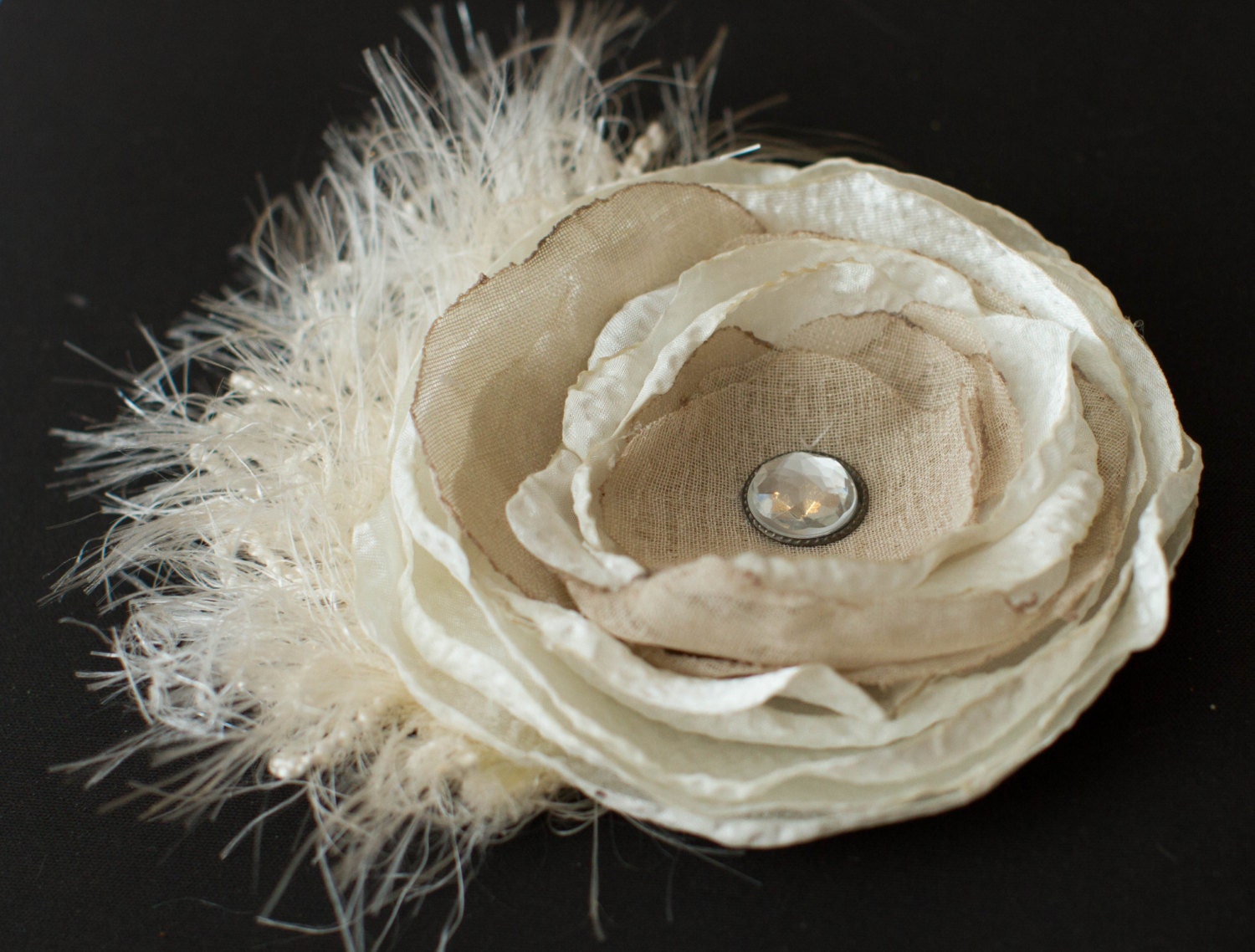 Wedding Flower, Hair Flower, Boutique Flower, Elegant Hair Flower, Champagne Flower, Champagne