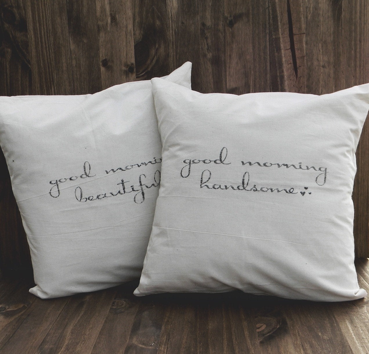 Good Morning Beautiful His and Hers Set of Two 16 x 16 Pillow Covers