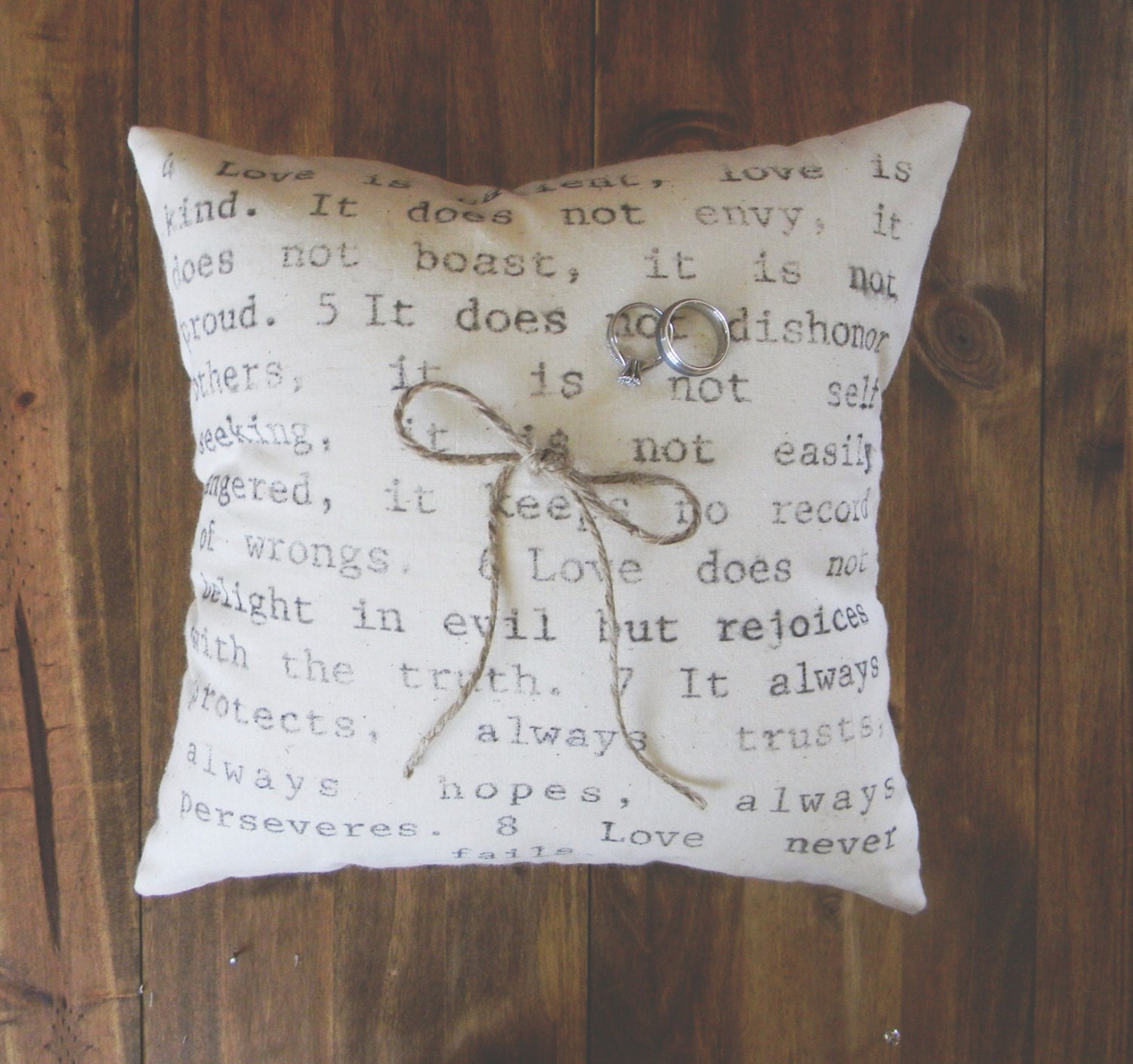 Love Never Fails 12x12 Ring Bearer Pillow Cover, wedding, bridal shower