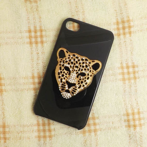 Bling Crystal Cheetah Leopard DIY iPhone 4 4S 5 Cover Case Apple Accessory- Choose the Color and Size of Case