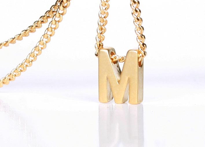 Gold Initial Necklace, Letter A to Z Pendant, Personalization, Minimalist Matte Gold Letter, Simple, Everyday, Wedding, Fast Shipping