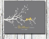 Personalized Custom Love Bird Family Tree Branch, Housewarming Gift, Wall Art Print 8 x 10 Custom colors and fonts