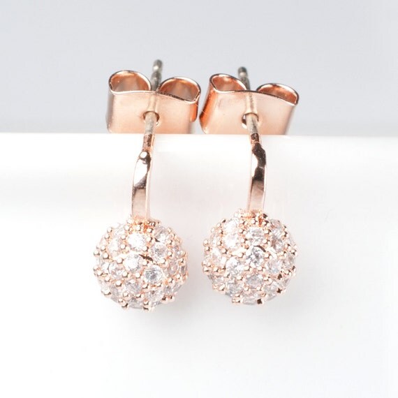 Rose gold disco ball stud earrings by astridandmiyu on Etsy