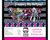 Monster High Birthday Candy Bar Chocolate Bar Wrappers Favor Print Your Own Il_170x135