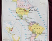 PHYSICAL AMERICA - AMERICA Policy , Gorgeous and Original Vintage French school map - Poster (Amérique physique - Amérique politique)