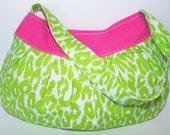 Shoulder Tote: Buttercup Handbag Neon Green and Hot Pink Leopard
