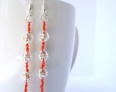 OOAK: Coral Knot and Tassel Earrings, with Silver Filigree Bead Dangle