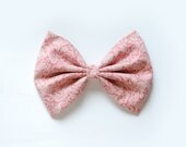 pink victorian floral hair pin chic - linen fabric, gift for girls, cute handmade ribbon art, fabric bow, french barrette, big, princess