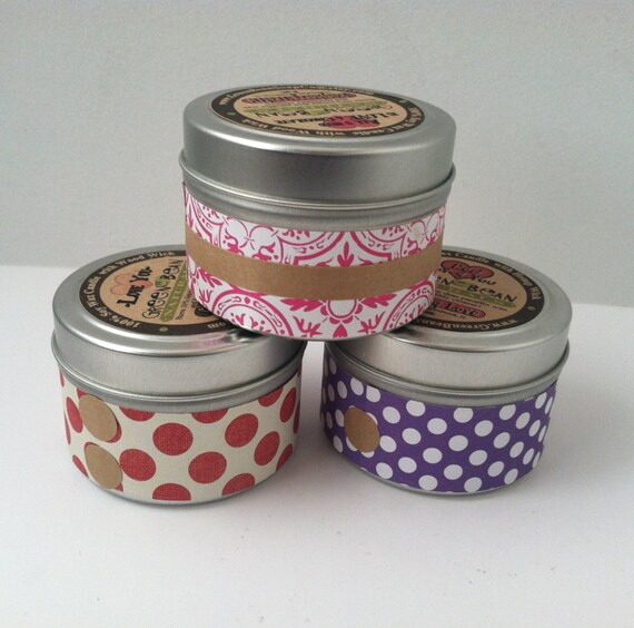 THREE 4 oz Organic Soy Candles Wood Wicks Vegan / GMO and Pesticide