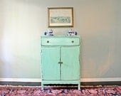 SOLD Vintage Painted Mint Green Farmhouse Cottage Chic Cabinet Chest