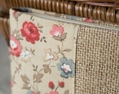 Fabric notebook, eco friendly, burlap cover, notebook case, pocket notebook, refillable notebook, blank book - summer flower