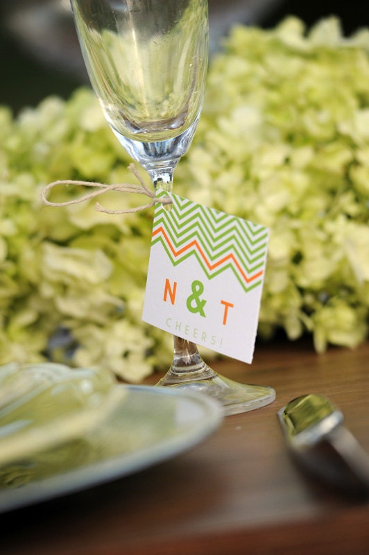 Wedding Favor Tags - Gift Tags, Thank You Tags, Bridal Shower Tags, Party Favor Tags - Chevron Design, personalized favor, SET OF 25