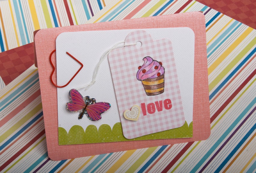 Cupcake Love: Anniversary, Valentines Day, Wedding, Engagement Handmade card