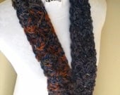 Soft Navy Blue Infinity Scarf / Cowl / Neck Warmer with Taupe / Lavender / Russet