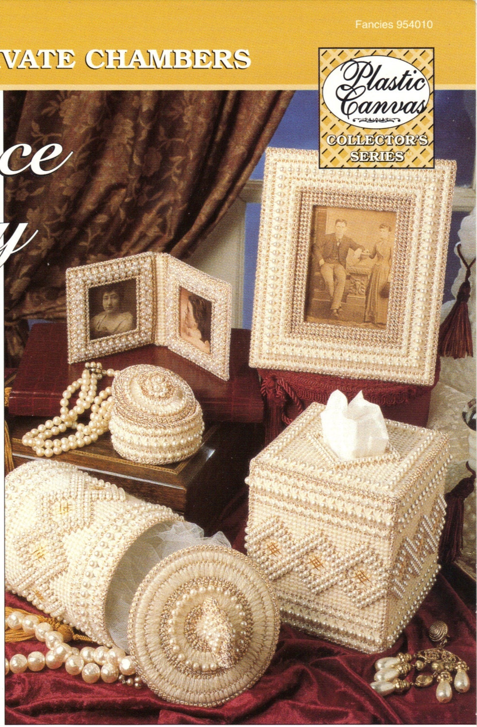 Plastic Canvas Projects (1995) - 4 Pages - The Needlecraft Shop Leaflet Opulence Vanity
