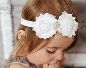 Baby Girl Headband - Weddings - Christenings - Newborn Headband - Infant Headband - Baby Headband - Toddler Headband - Shabby Chic Headband