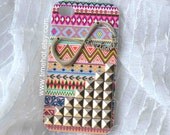 One Direction Aztec Tribal Silver Pyramid Studded iphone 4,4s case,iphone 4,4s hard case,iphone case