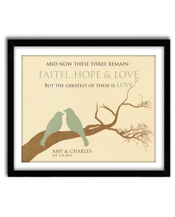 Personalized Wedding Gift, 1 Corinthians 13:13, Bridal Shower, Housewarming Gift, Family tree Wall Art 8x10