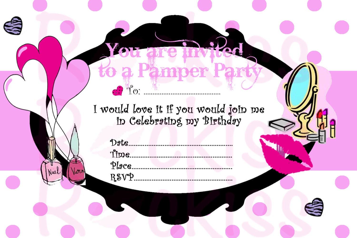 Pamper Party Invites Printable Free