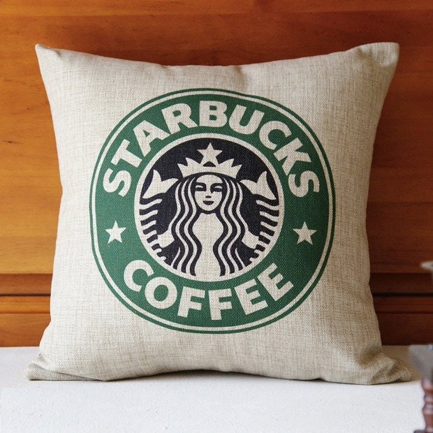 100 percent Natural Linen, eco Friendly and recyclable Burlap Throw Pillow Cover: For Starbucks lover