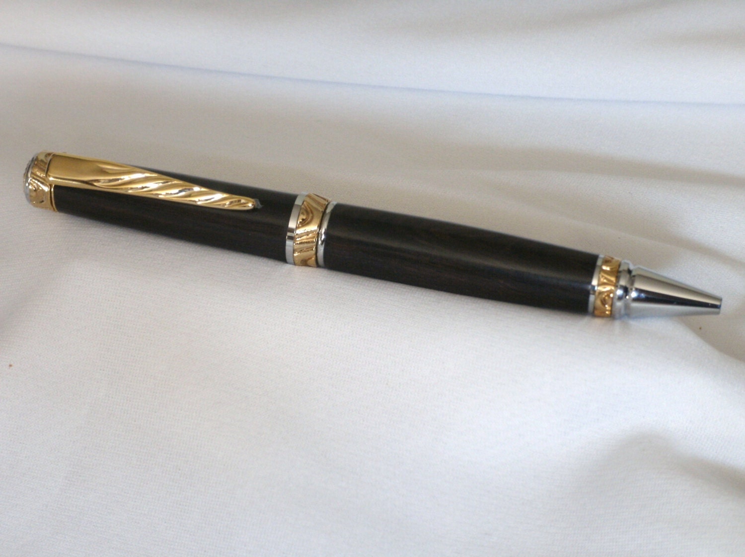 Pen Hand Made Ultra Cigar pen Gold & Chrom accents, African Blackwood body by JRH Woodworking