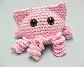 Plush Cat with Tentacles - Octokitty with Brown Eyes in Pink Shock - unique Valentine's Day gift, Crochet Plush cat octopus toy
