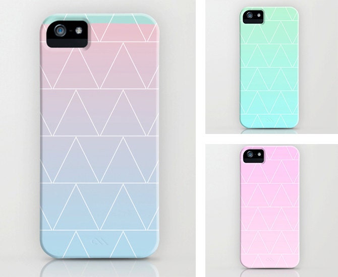Watercolor Triangle IPhone Case By Pencil Me In // Mint Baby Pink Mint Blue Pattern