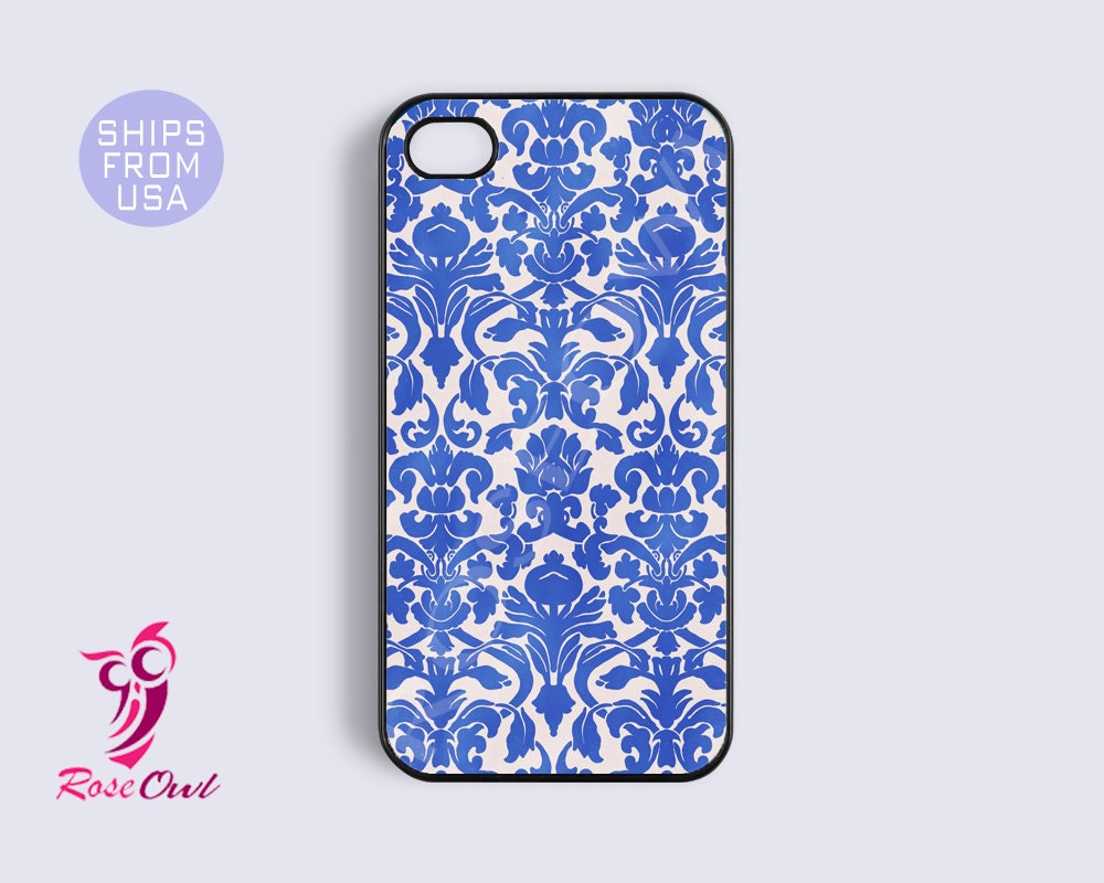 Damask Iphone 4 case, iphone 4s case - Designer pattern Iphone Cases, Cute Cool Rubber iphone case