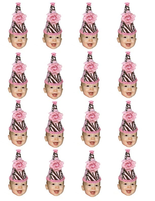 DIY digital Photo cupcake toppers zebra with flower